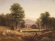 Samuel Lancaster Gerry Peaceful afternoon with sheep and cows. oil painting on canvas